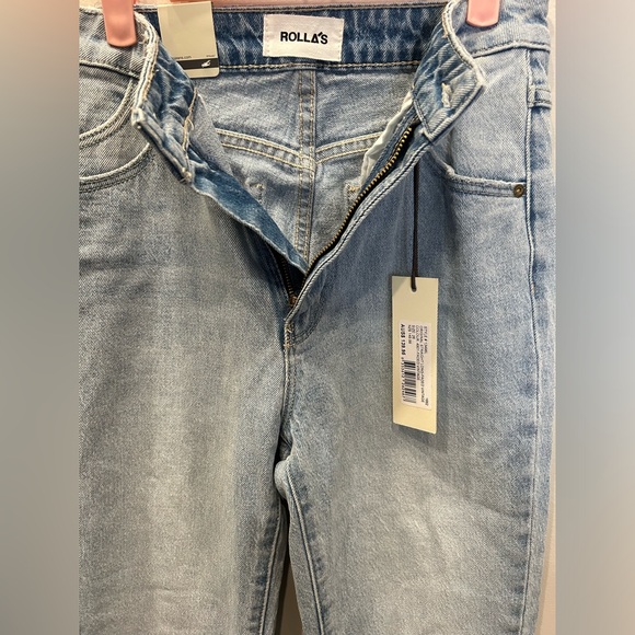Rolla’s Original High Rise Straight Denim with Raw Hem Crop - Picture 4 of 4